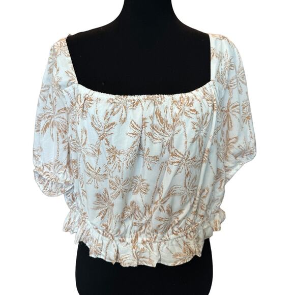 New ~ 1. STATE ~  Short Sleeve Square Neck Crop Top Size XL 100% COTTON - Picture 1 of 8